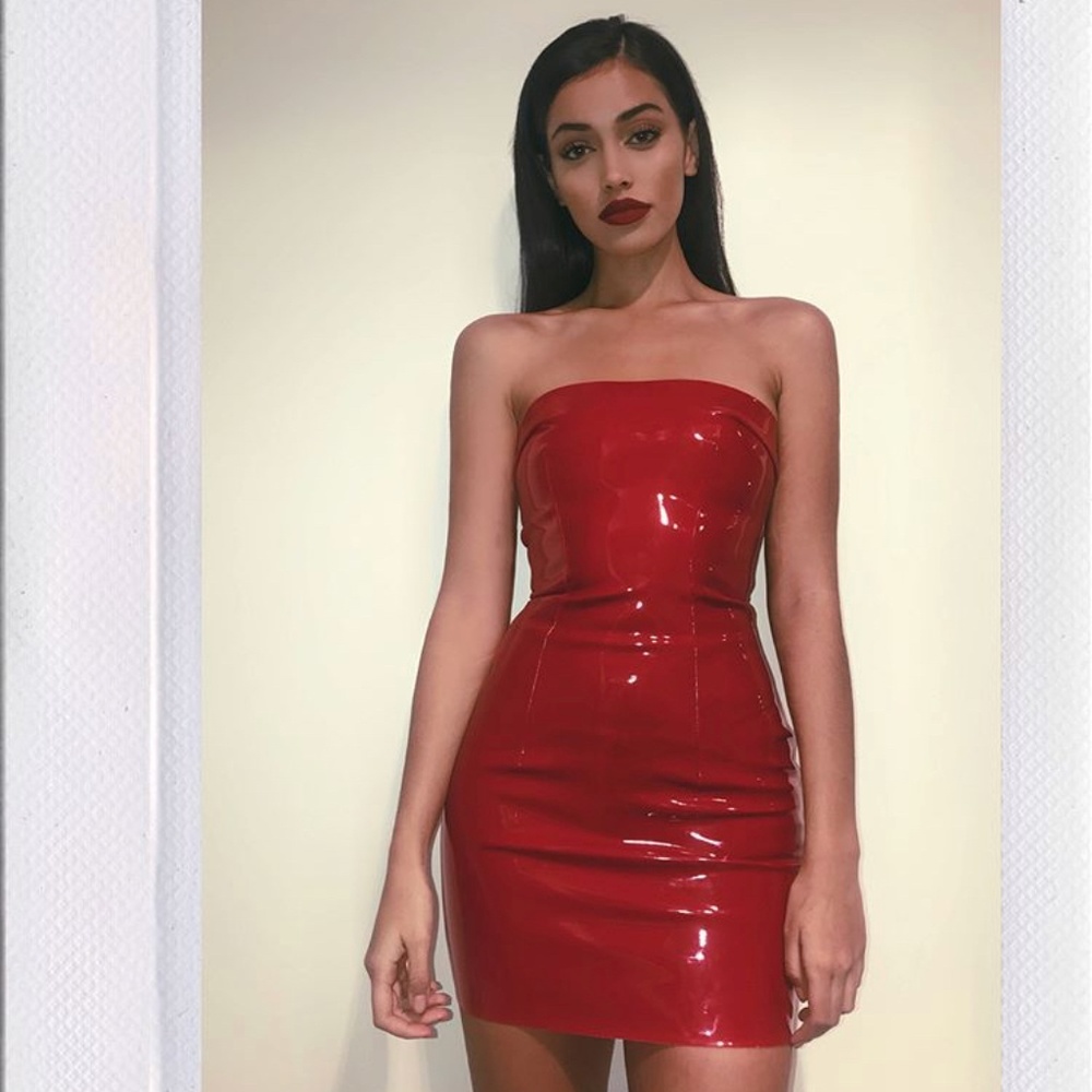Latex Dress XS -- Raspberry Color